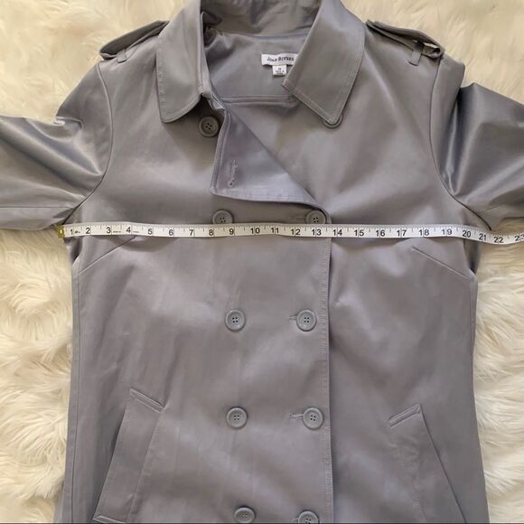 Joan Rivers Gray silver leopard trench coat medium - Picture 7 of 12